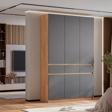 Шкаф 3-х створчатый Багира ШК-08 - Дуб Крафт золотой/Графит (BTS)