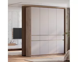 Шкаф 4-х створчатый Багира ШК-13 - Дуб Смоки/Кашемир (BTS)