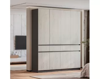 Шкаф 4-х створчатый Багира ШК-13 - Графит/Дуб Крафт белый (BTS)
