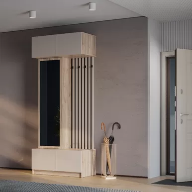 Прихожая Багира ПР-03 - Дуб Смоки/Кашемир (BTS)