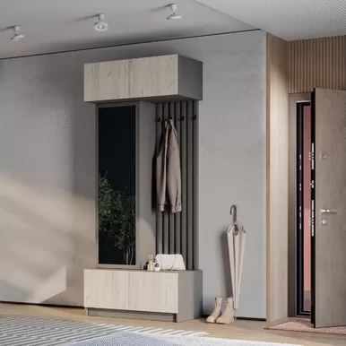 Прихожая Багира ПР-03 - Графит/Дуб Крафт белый (BTS)