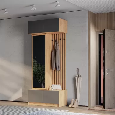 Прихожая Багира ПР-03 - Дуб Крафт золотой/Графит (BTS)