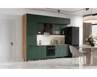 Кухонный гарнитур Техно 3.0м/1080мм - Компоновка 2 - Браш Мени Грин (МИФ)