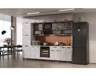 Кухонный гарнитур Техно 3.0м/1080мм - Компоновка 2 - Мальта Грей/Мальта (МИФ)