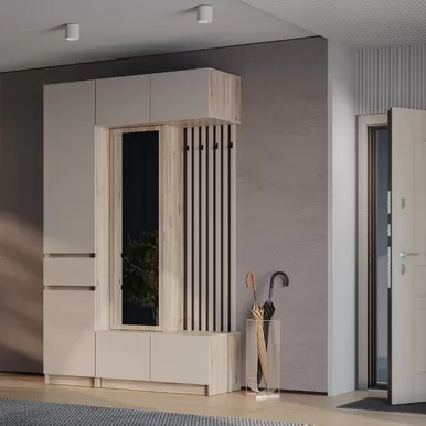 Прихожая Багира - Комплект 1 - Дуб Смоки/Кашемир (BTS)