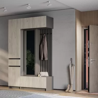 Прихожая Багира - Комплект 1 - Графит/Дуб Крафт белый (BTS)