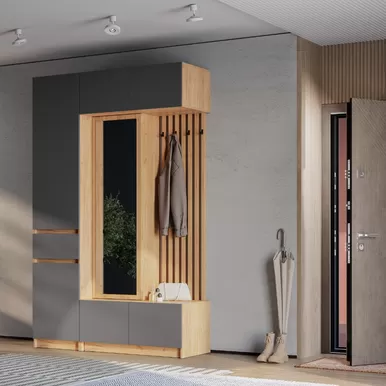 Прихожая Багира - Комплект 1 - Дуб Крафт золотой/Графит (BTS)