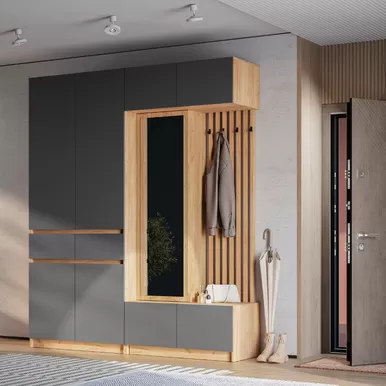 Прихожая Багира - Комплект 2 - Дуб Крафт золотой/Графит (BTS)