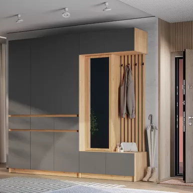 Прихожая Багира - Комплект 3 - Дуб Крафт золотой/Графит (BTS)