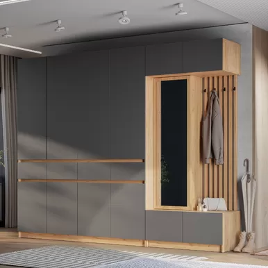 Прихожая Багира - Комплект 4 - Дуб Крафт золотой/Графит (BTS)