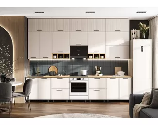 Кухонный гарнитур Бьянка 3.4м/1350мм (с элементами Люкс класса) - Кашемир (МИФ)