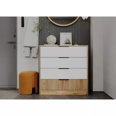 Комод Ивис КМ-001 - Дуб Крафт золотой/Белый гладкий (МК Стиль)