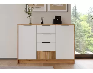 Комод Ивис КМ-002 - Дуб Крафт золотой/Белый гладкий (МК Стиль)