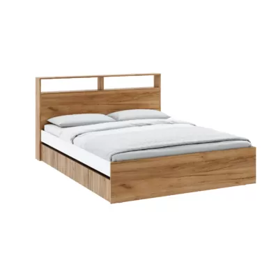 Кровать Ивис КР-002 - Дуб Крафт золотой / Белый гладкий (МК Стиль)