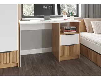 Стол письменный Ивис СП-001 - Дуб Крафт золотой / Белый гладкий (МК Стиль)