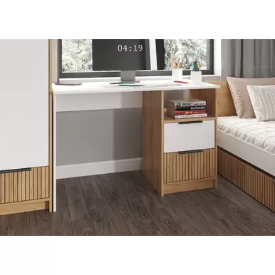 Стол письменный Ивис СП-001 - Дуб Крафт золотой / Белый гладкий (МК Стиль)