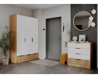 Прихожая Ивис (Комплект 1) - Дуб Крафт золотой / Белый гладкий (МК-Стиль)