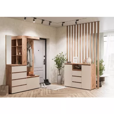 Прихожая Хелен - Комплект 1 - Дуб Крафт табачный/Кашемир (Стендмебель)