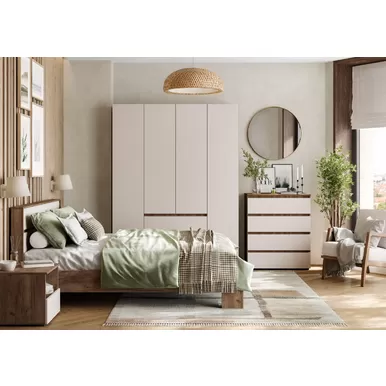 Спальня Хелен - Комплект 1 - Дуб Крафт табачный/Кашемир (Стендмебель)