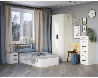 Детская Фиеста - Комплект 1 - Дуб Крафт белый/Графит (BTS)