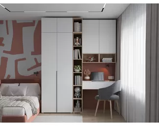 Детская Мультиформ/Бостон - Комплект 2 - Дуб Фербенк/Белый (Горизонт)