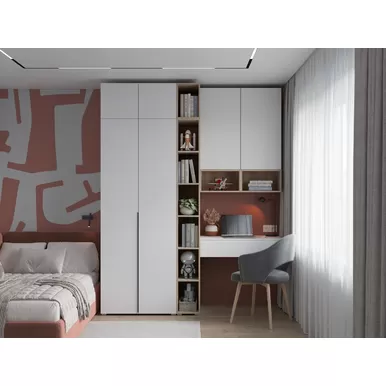 Детская Мультиформ/Бостон - Комплект 2 - Дуб Фербенк/Белый (Горизонт)