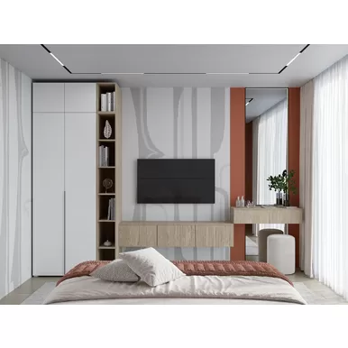 Спальня Мультиформ/Бостон - Комплект 1 - Дуб Фербенк/Белый (Горизонт)