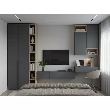 Спальня Мультиформ/Бостон - Комплект 2 - Дуб Фербенк/Серый графит (Горизонт)