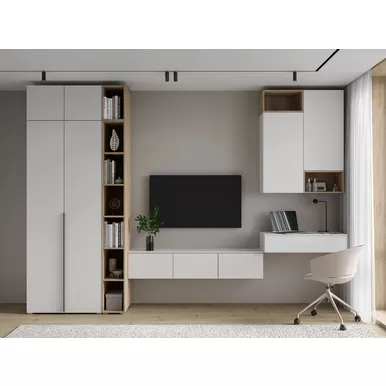 Спальня Мультиформ/Бостон - Комплект 2 - Дуб Фербенк/Белый (Горизонт)