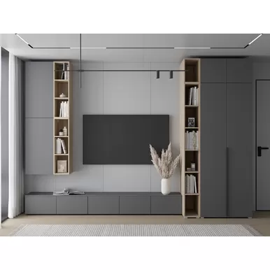 Гостиная Мультиформ/Бостон - Комплект 1 - Дуб Фербенк/Серый графит (Горизонт)