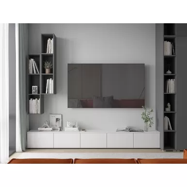 Гостиная Мультиформ/Бостон - Комплект 2 - Серый графит/Белый (Горизонт)