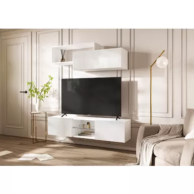 Гостиная Челси - Комплект 1 - Белый/Белый глянец (МИФ)