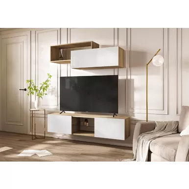 Гостиная Челси - Комплект 1 - Дуб Сонома/Белый глянец (МИФ)