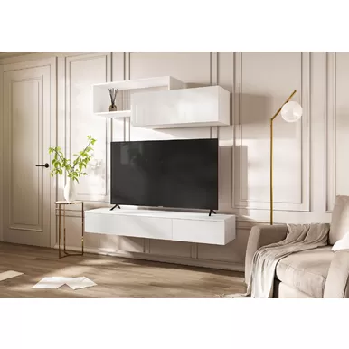 Гостиная Челси - Комплект 2 - Белый/Белый глянец (МИФ)