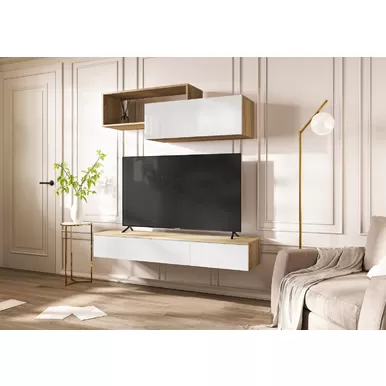 Гостиная Челси - Комплект 2 - Дуб Сонома/Белый глянец (МИФ)