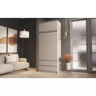 Шкаф 2-х створчатый комбинированный с антресолью Челси - Кашемир (МИФ)