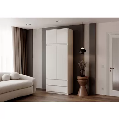 Шкаф 2-х створчатый комбинированный с антресолью-тумбой универсальной Челси - Кашемир (МИФ)