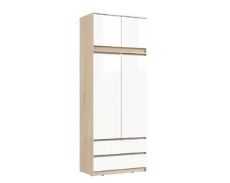 Шкаф 2-х створчатый комбинированный с антресолью-тумбой универсальной Челси - Дуб Сонома/Белый глянец (МИФ)