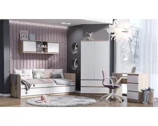 Детская Челси - Комплект 5 - Дуб Сонома/Белый глянец (МИФ)