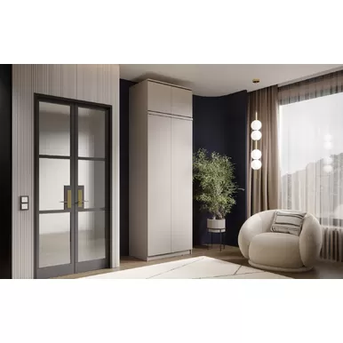 Шкаф 2-х створчатый платяной Челси с антресолью Челси к шкафу (800) - Кашемир (МИФ)