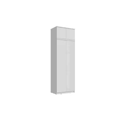Шкаф 2-х створчатый платяной Челси с антресолью Челси к шкафу (800) - Белый/Белый глянец (МИФ)