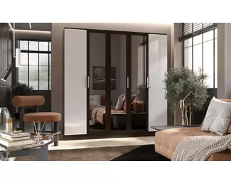 Шкаф для одежды 5-дверный Мартина - Венге/Белый глянец (МИФ)