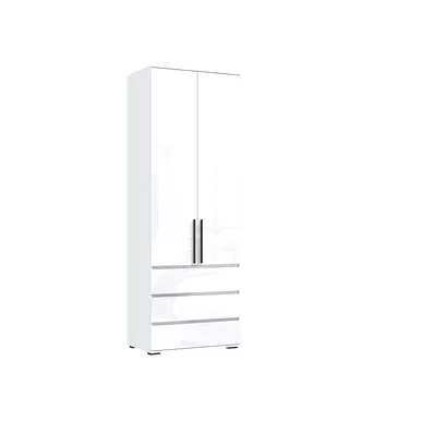 Шкаф 2-х створчатый Норд (800) с ящиками - Белый/Белый глянец (МИФ)