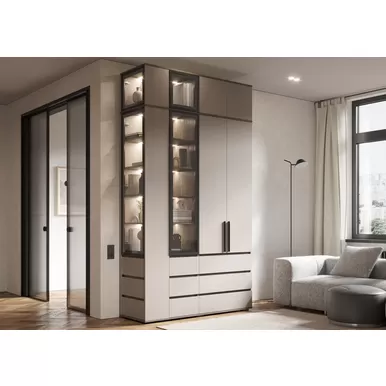 Шкафы Норд с антресолями - Комплект 6 - Дуб Крафт серый/Кашемир (МИФ)