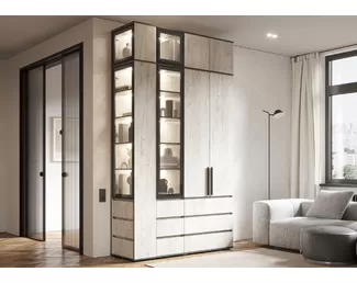 Шкафы Норд с антресолями - Комплект 6 - Дуб Крафт белый (МИФ)