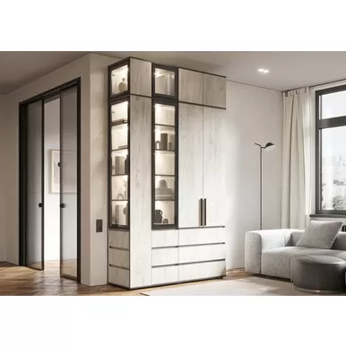 Шкафы Норд с антресолями - Комплект 6 - Дуб Крафт белый (МИФ)