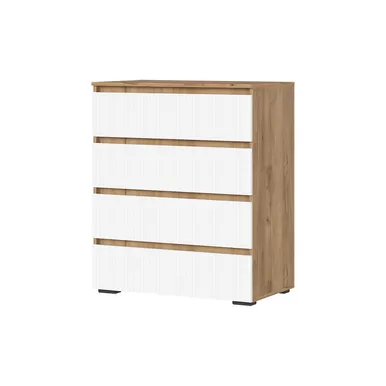 Комод Хелен КМ-02 (МДФ, 802 4 ящика) - Дуб Крафт золотой/Белый (Стендмебель)