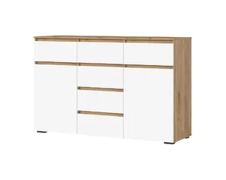 Комод Хелен КМ-05 (МДФ, 6 ящиков) - Дуб крафт золотой/Белый (Стендмебель)