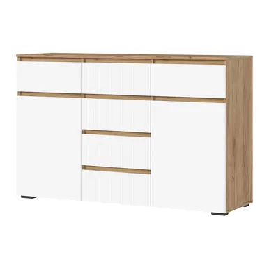 Комод Хелен КМ-05 (МДФ, 6 ящиков) - Дуб крафт золотой/Белый (Стендмебель)