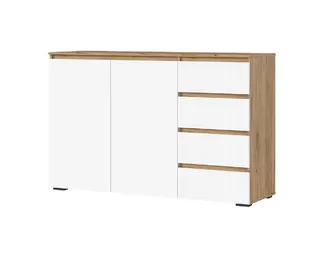 Комод Хелен КМ-06 (МДФ, 4 ящика) - Дуб Крафт золотой/Белый (Стендмебель)